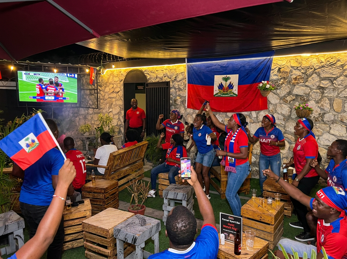 Supporters de l'équipe nationale d'Haïti au Ferrari Sport Bar
